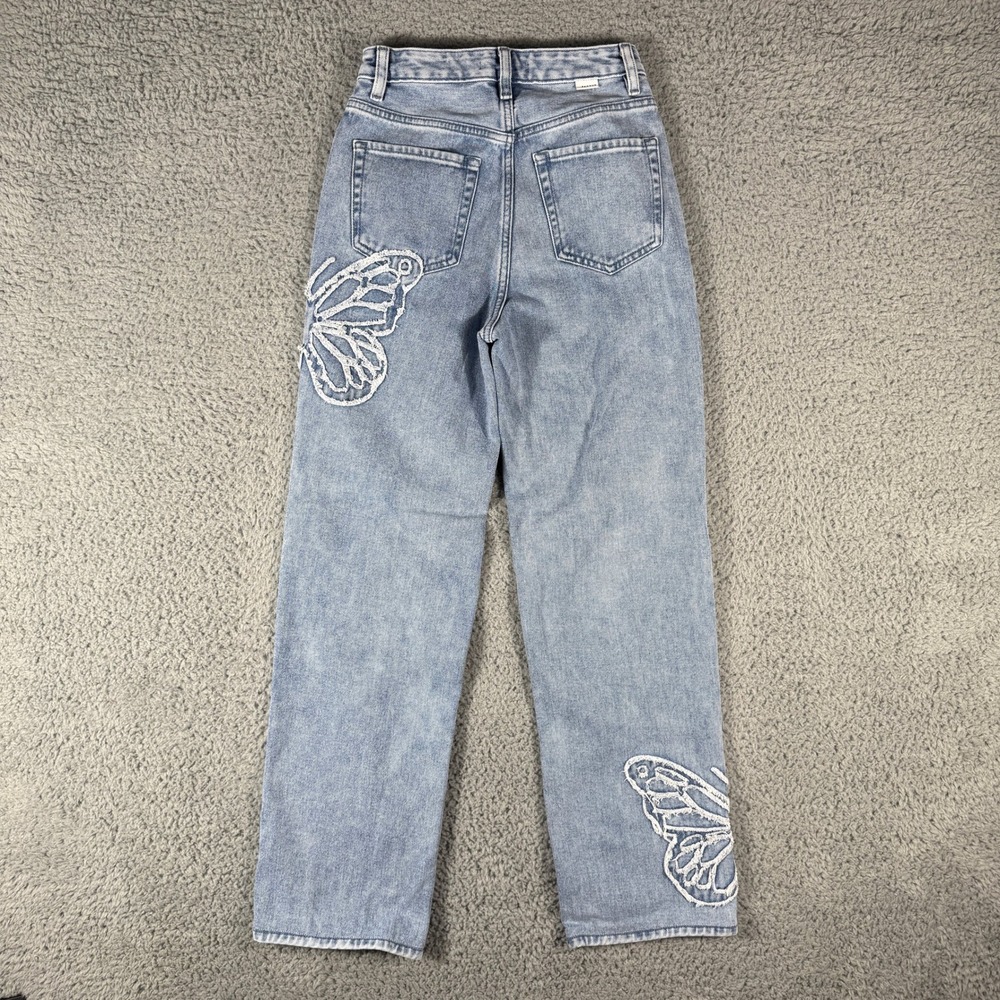 Pacsun 90s Boyfriend Jeans Size 24 Butterfly Light Wash High Rise - Picture 10 of 11
